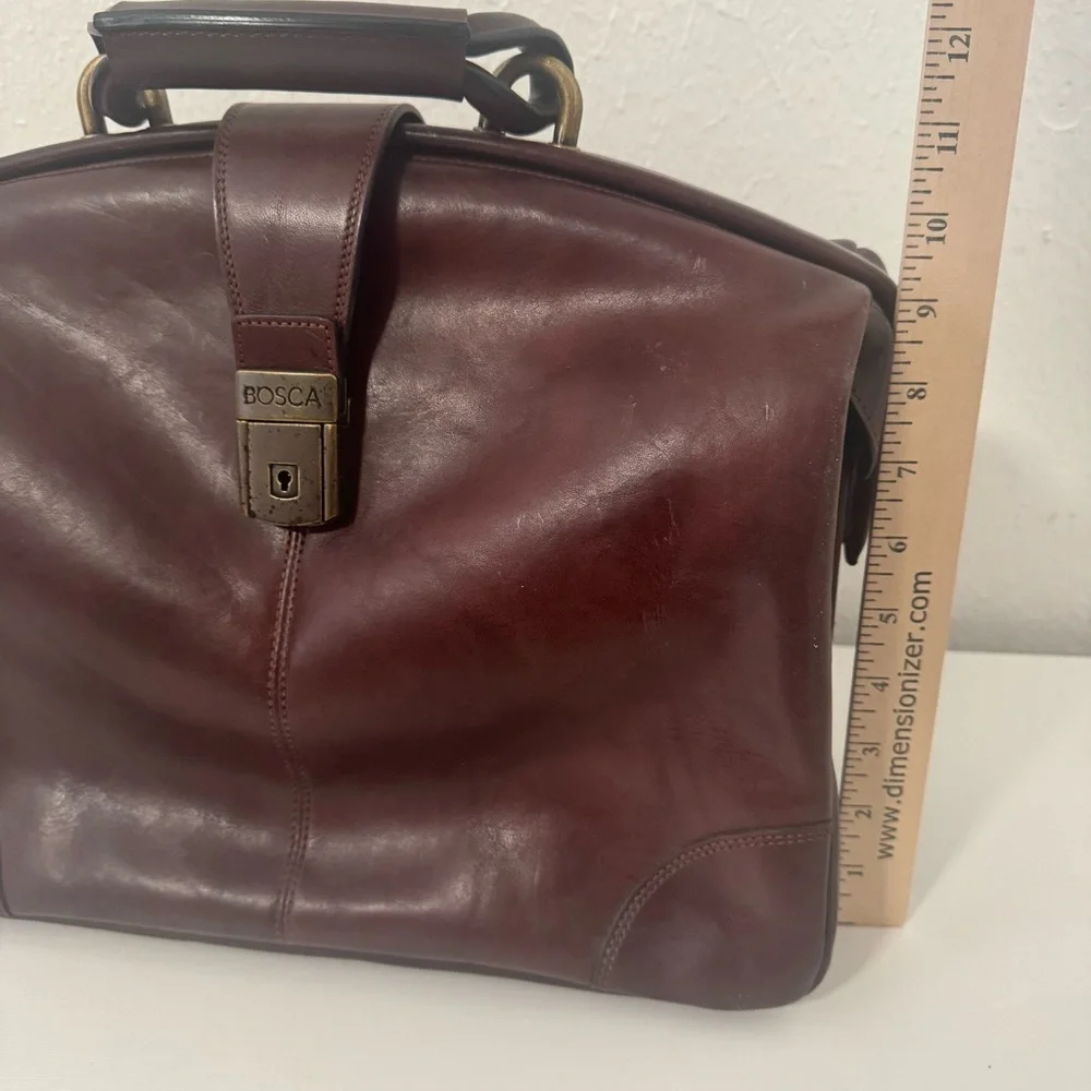 Bosca Dolce Chestnut Brown Leather Briefcase with Top Handle (Key) NWOT Doctors